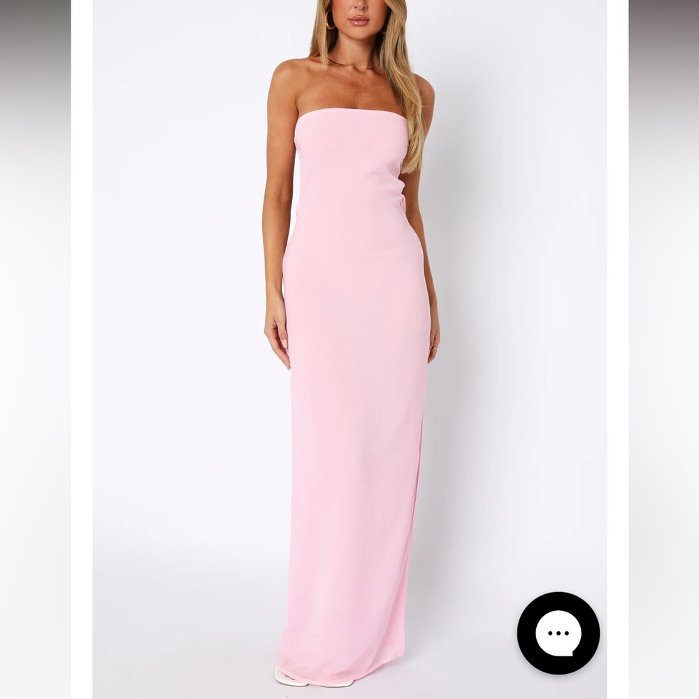 White Fox Boutique Strapless Maxi Dress in Light Pink